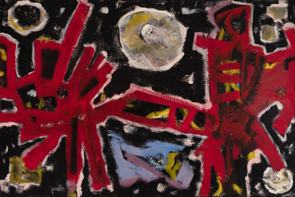 Rbbert Richenburg abstract painting red and black at findlay galleries
